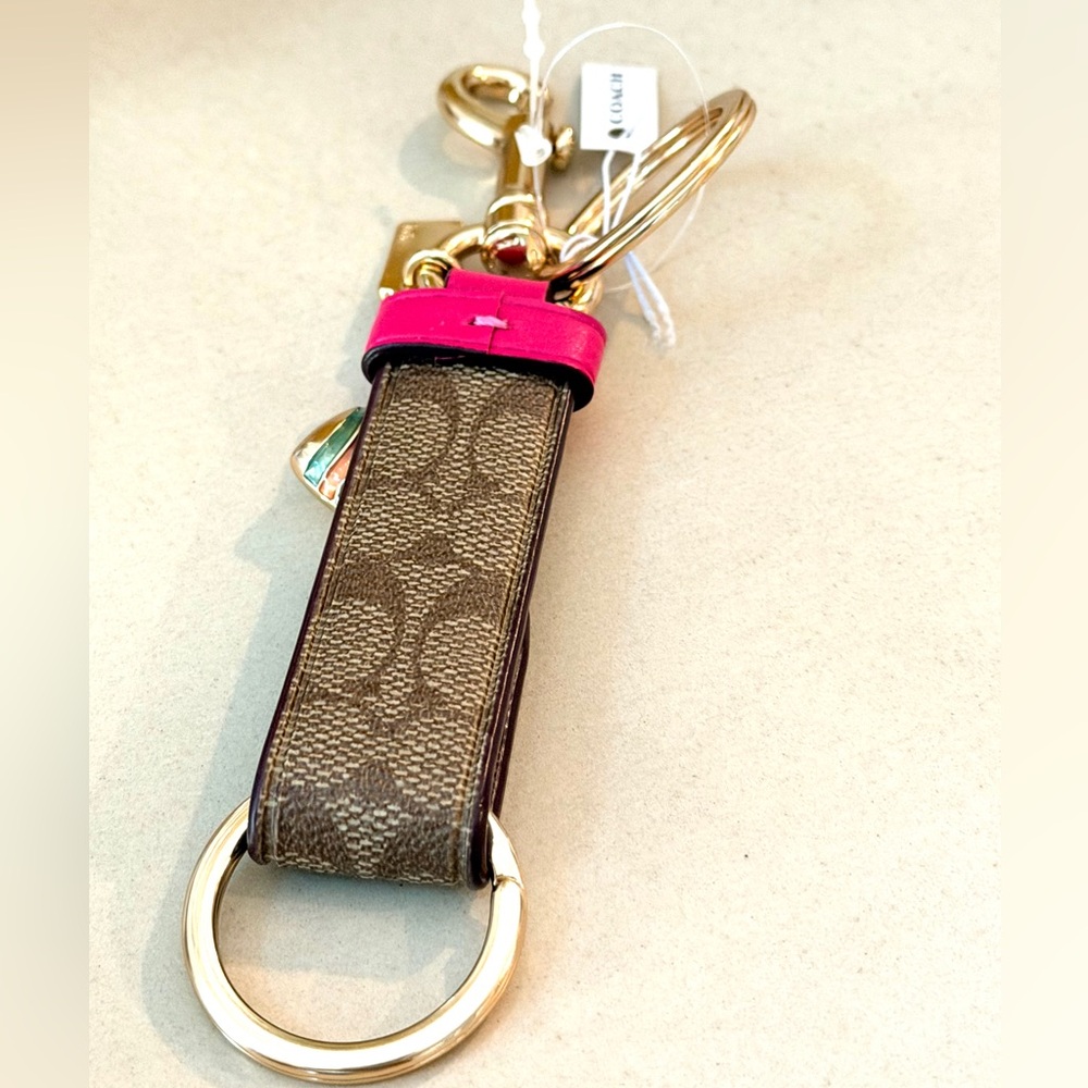 Coach Keychain with Pink and Gold Details - Picture 2 of 9